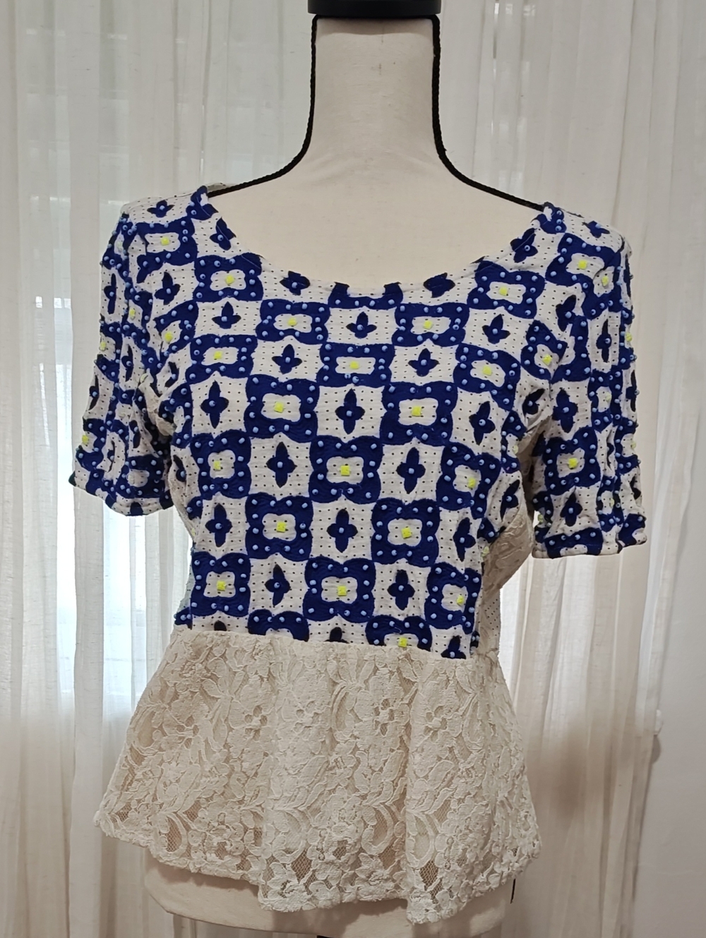 Anthropologie Deletta Beaded Peplum Blouse 🌈
